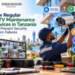 Professional CCTV maintenance services in Tanzania checking camera performance and recording equipment.